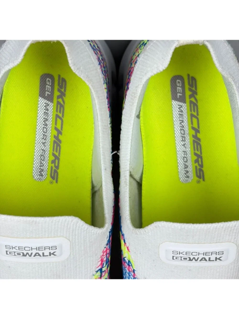 Skechers Go Walk Glide Step Flex Laceless Shoes Womens 8.5 White Multicolor Slip